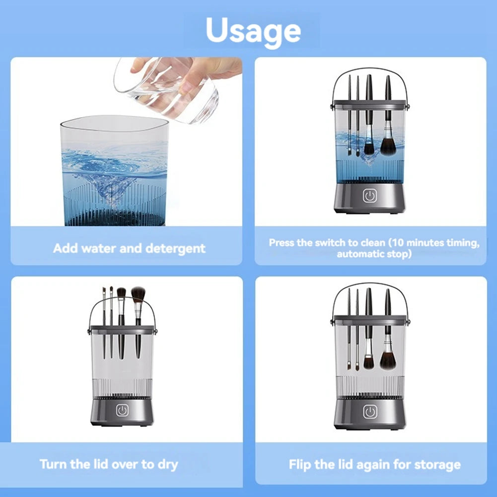 Electric Makeup Brush Cleaner With Clean Mat USB Automatic Rotation Makeup Brush Cleaner For Makeup Lovers Women HOT!