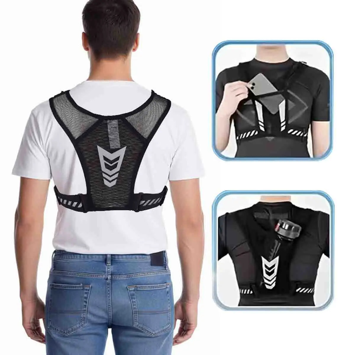 Adjustable Weighted Vest for Running & Fitness, Unisex Workout Vest with Reflective Strips, Breathable Strength Training Jacket