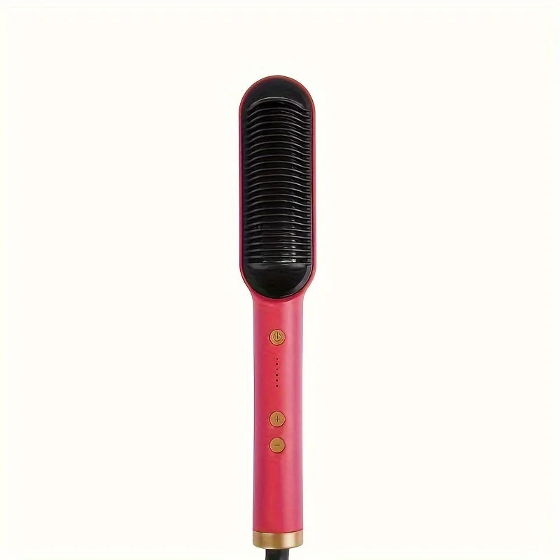 2-in-1 Electric Hair Straightener & Curler Brush – Fast Heat Styling Comb for Smooth, Frizz-Free Hair