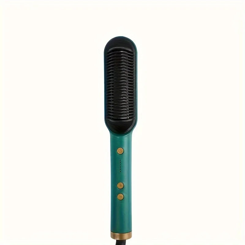 2-in-1 Electric Hair Straightener & Curler Brush – Fast Heat Styling Comb for Smooth, Frizz-Free Hair