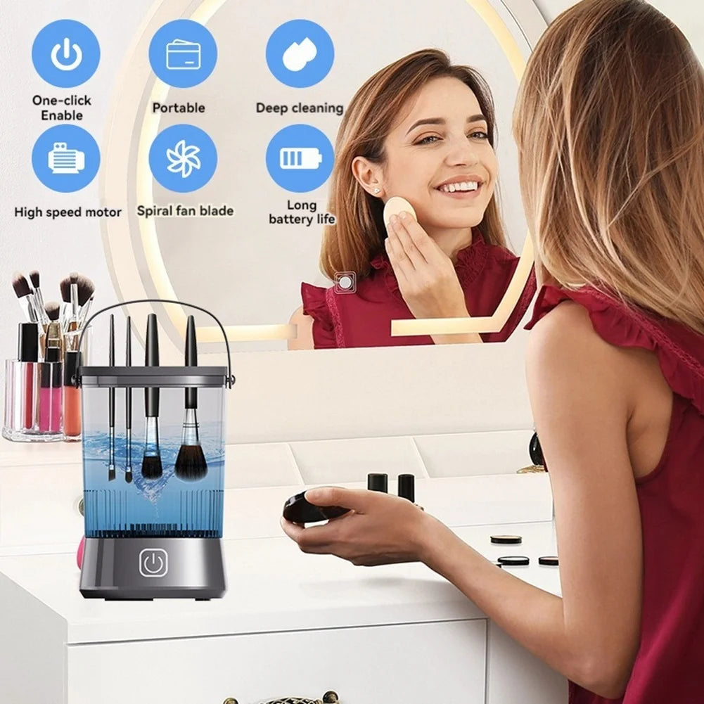 Electric Makeup Brush Cleaner With Clean Mat USB Automatic Rotation Makeup Brush Cleaner For Makeup Lovers Women HOT!